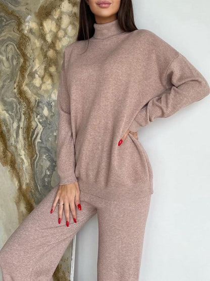 Turtleneck Sweater and Drawstring Jogger Set