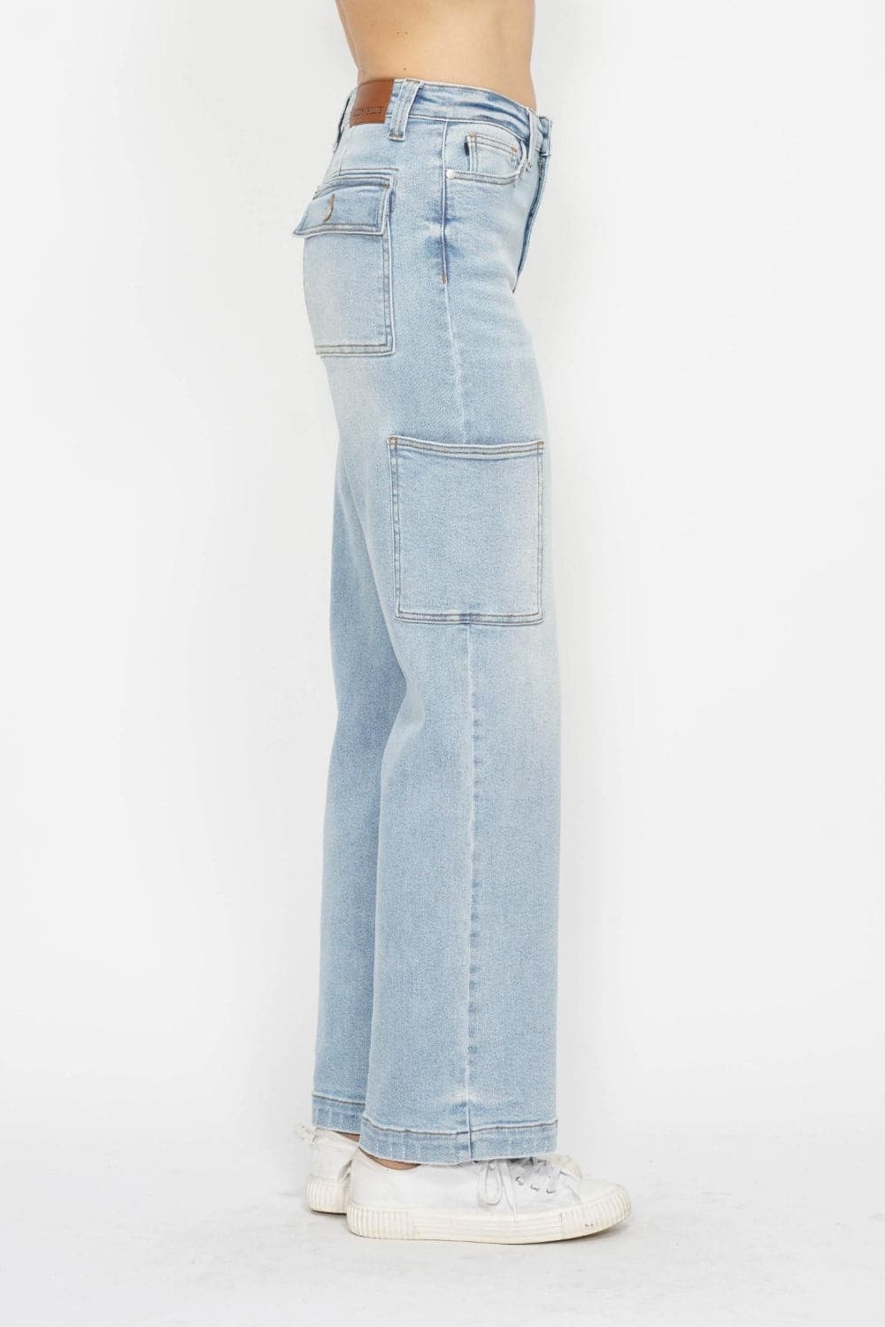 Judy Blue Full Size High Waist Straight Cargo Jeans.