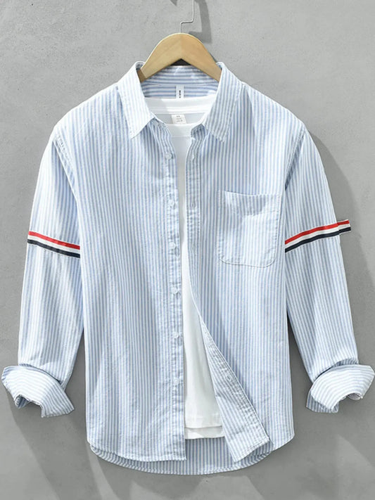 Men's Plus Size Striped Casual Long Sleeve Shirt Simply Love
