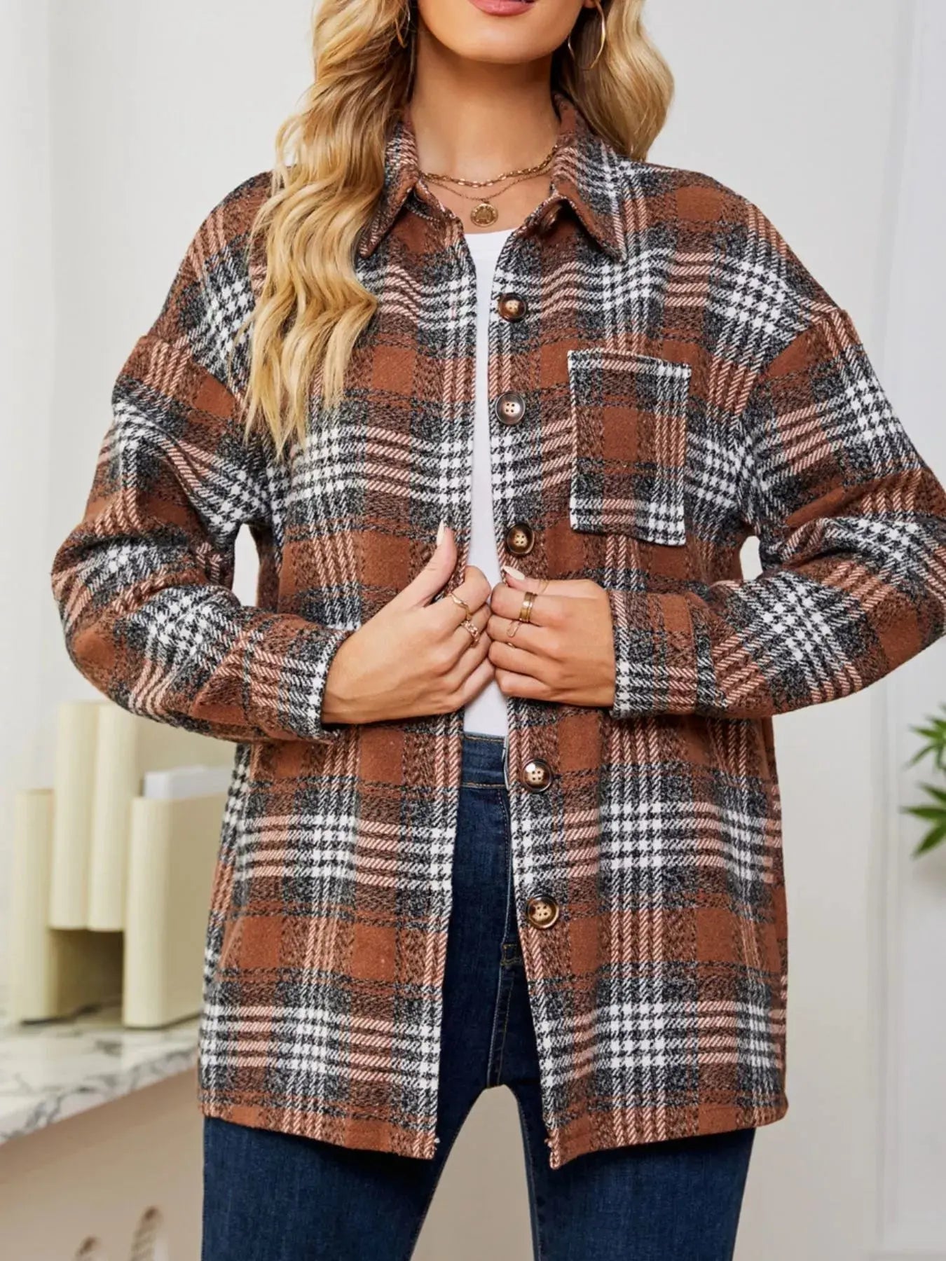 Plaid Button-Up Shirt Simply Love