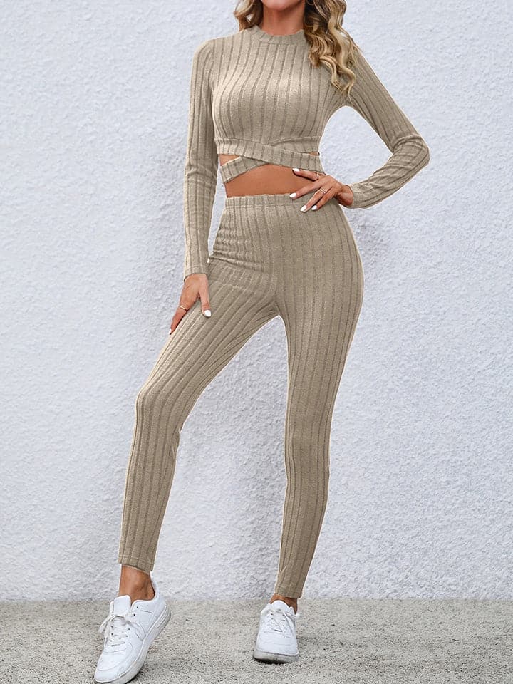 Crisscross Knit Top and Leggings Set.