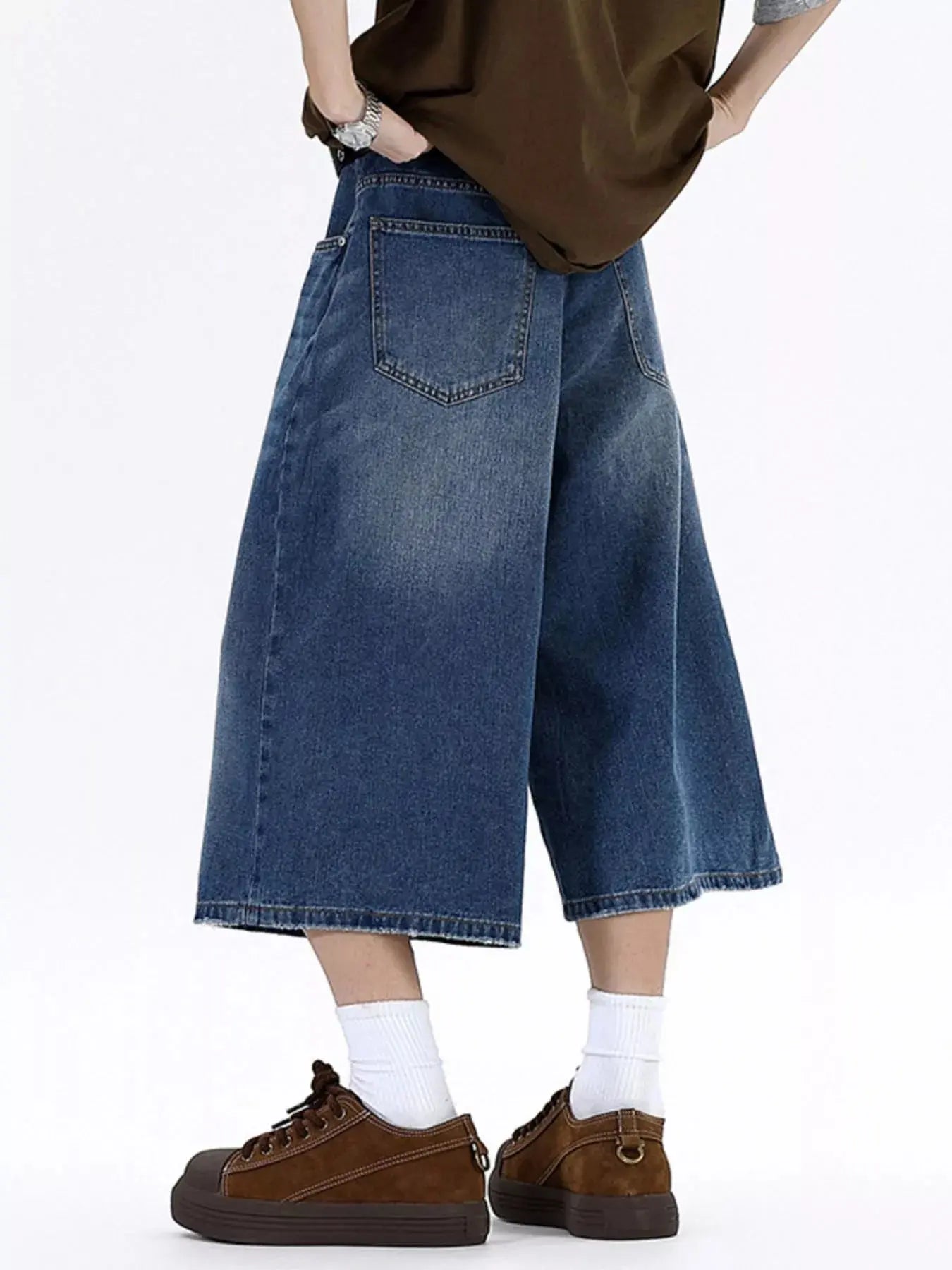 Men's Plus Size Wide Leg Cropped Jeans Simply Love