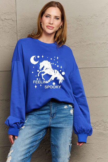 Cozy graphic drop shoulder sweatshirt for all sizes