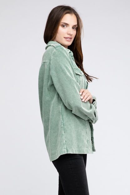 Corduroy Button-Up Jacket for Women