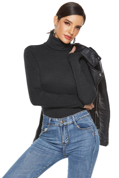 Ribbed Turtleneck Long Sleeve Bodysuit.