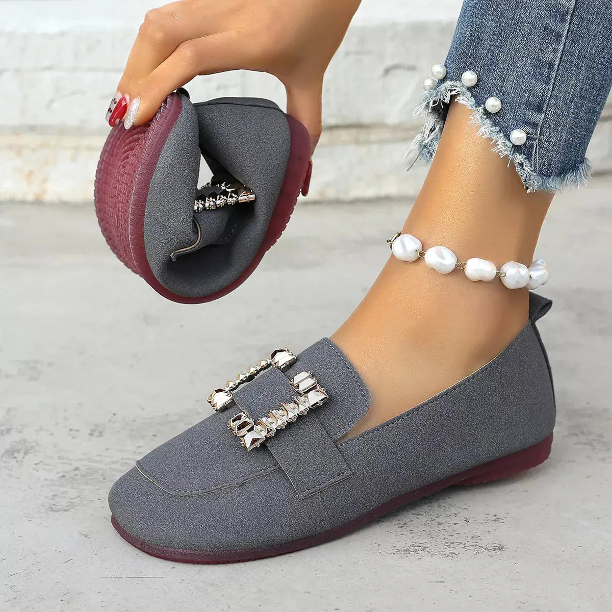 Decor Buckle Round Toe Slip-On Simply Love