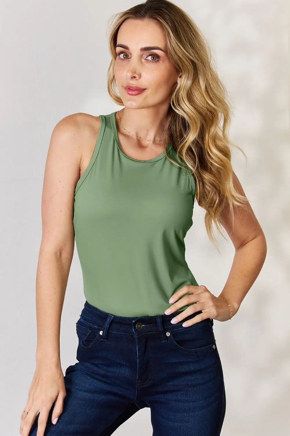 Basic Bae Full Size Round Neck Racerback Tank - Love Salve