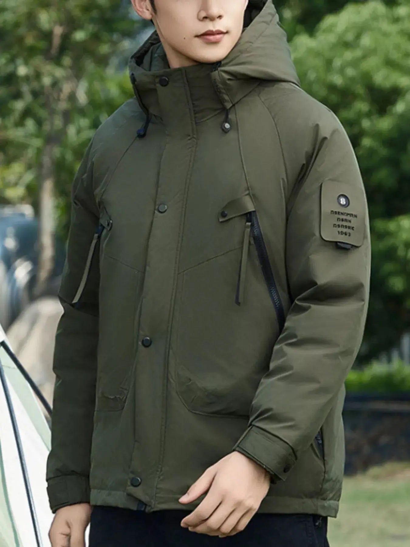 Men's Plus Size Hooded Snap Down Jacket Simply Love