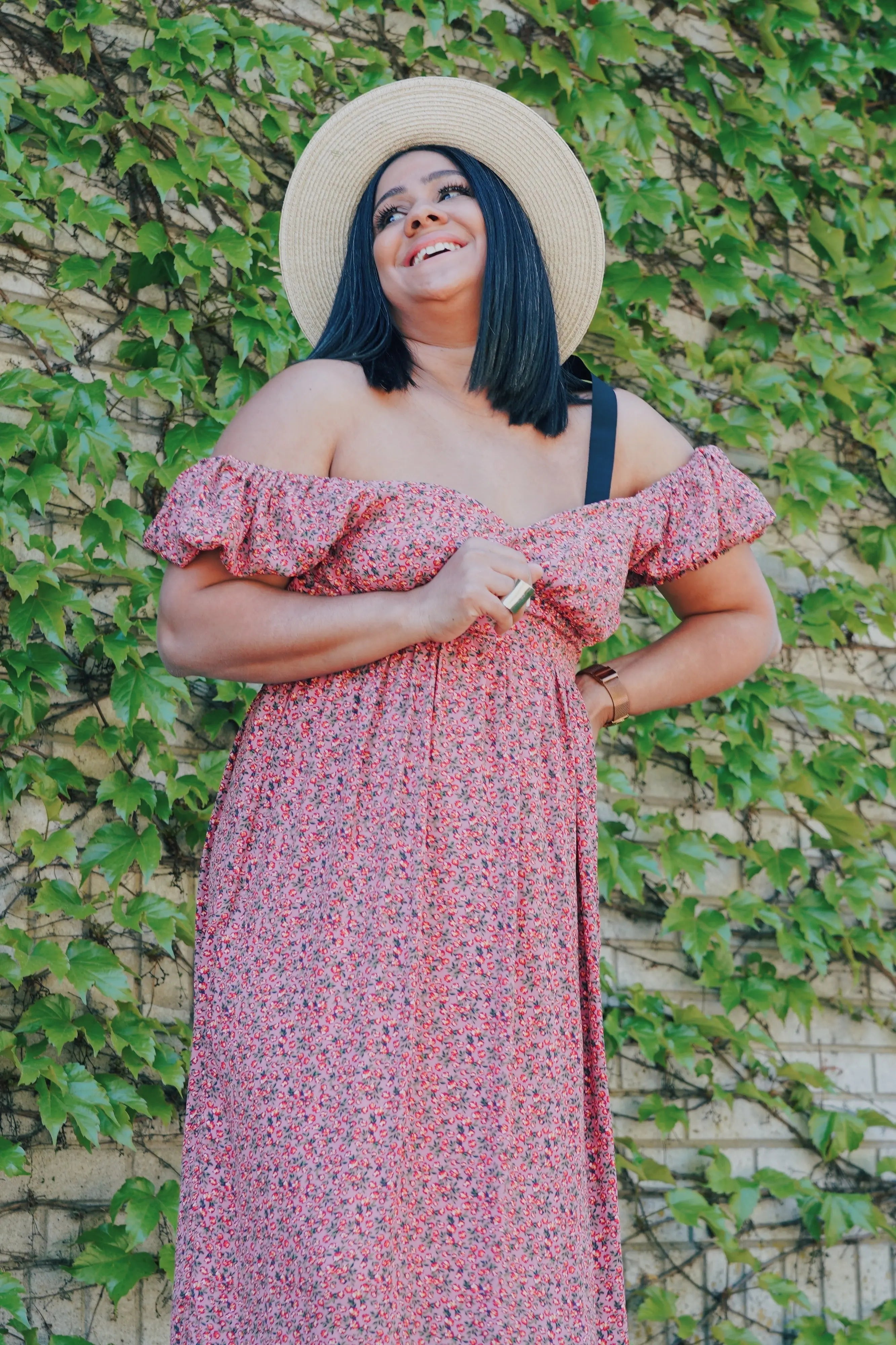 Pink Floral Puff Sleeve Maxi Dress Smocked Waist Tiered Hem PinkBlush