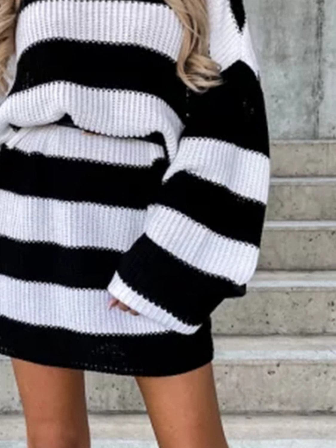 Striped Turtleneck Sweater Dress.