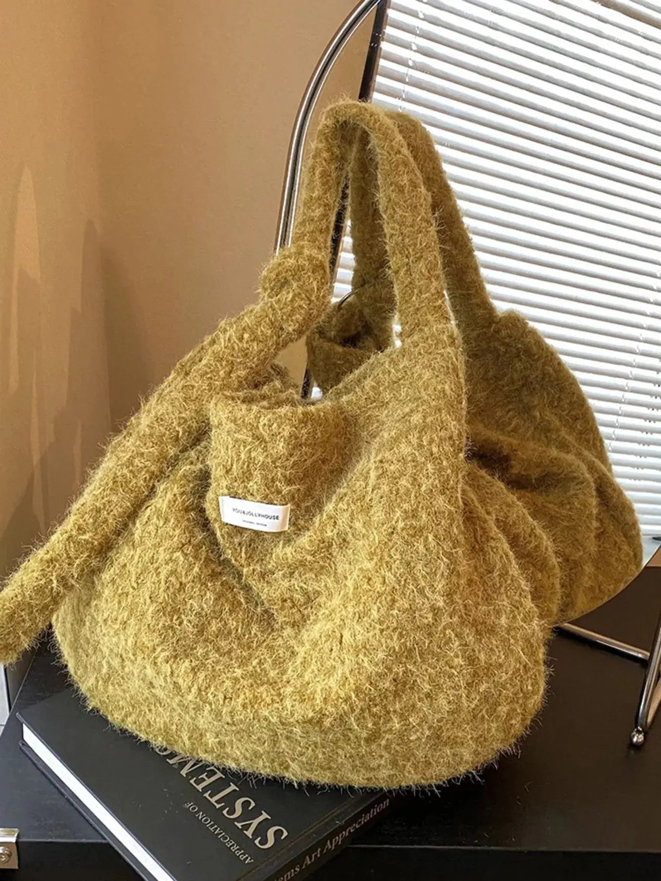Red Plush Fuzzy Crossbody Bag Medium Size With Soft Cozy Texture Simply Love