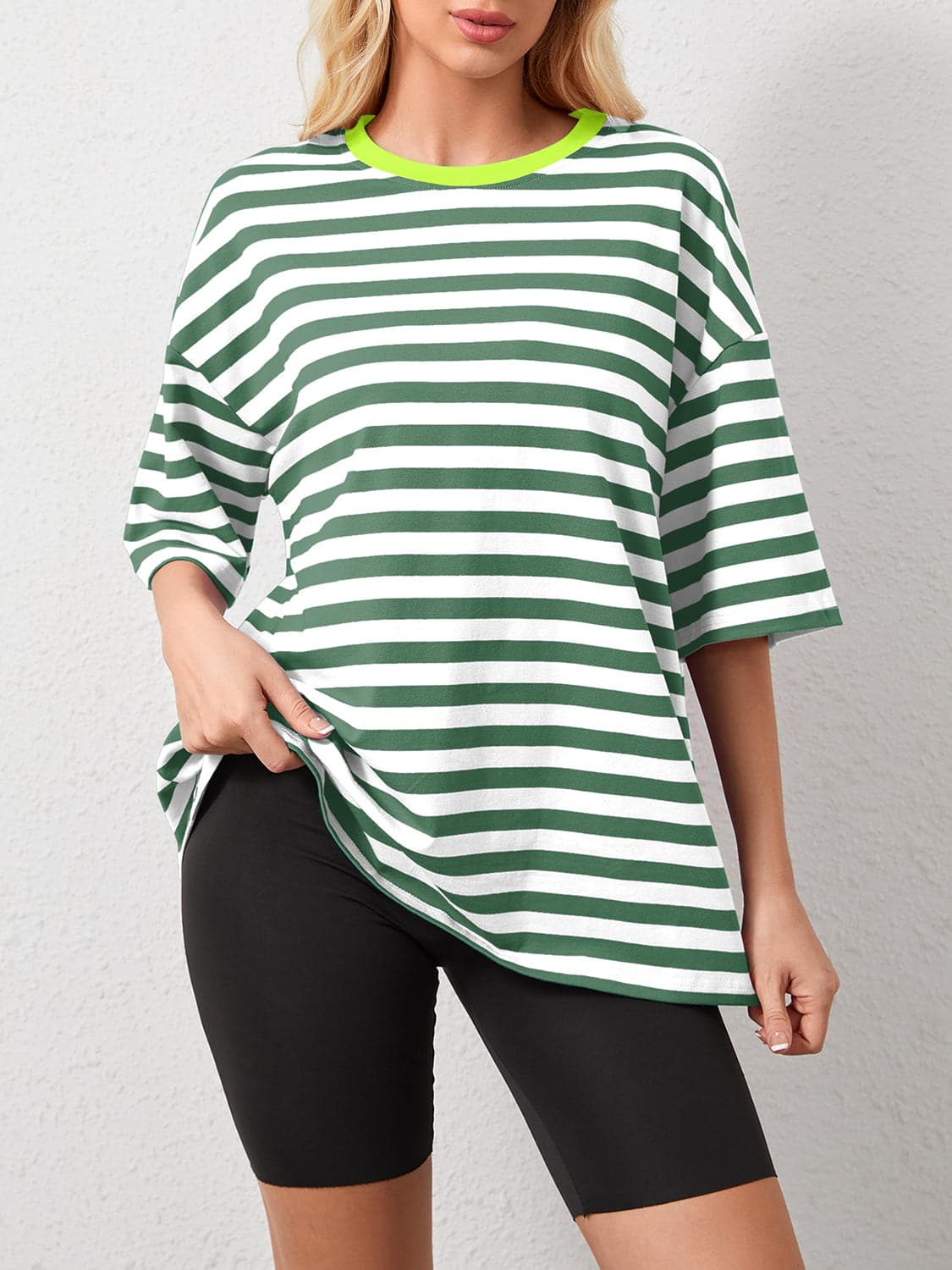 Striped Round Neck Half Sleeve T-Shirt.