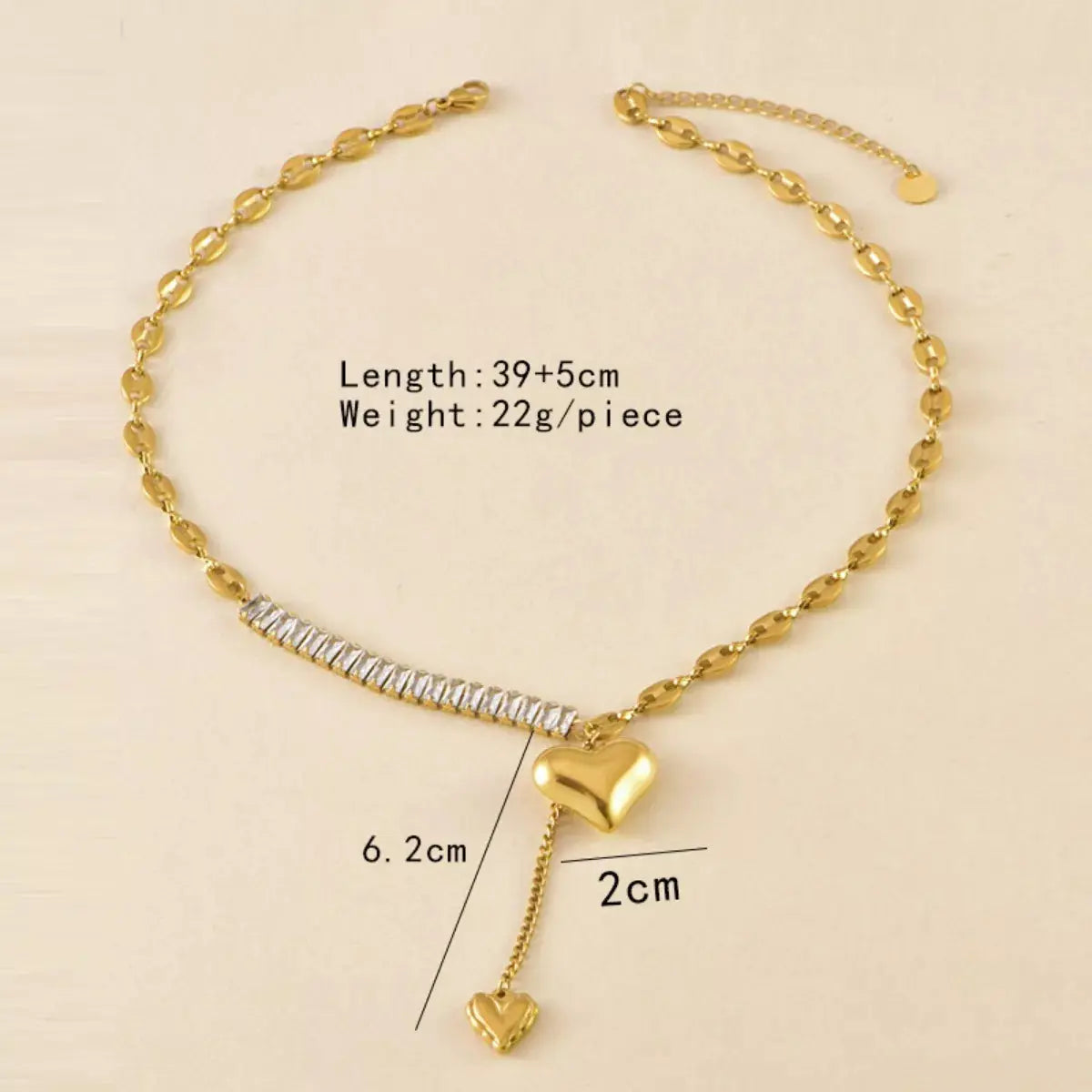 18K Gold Plated Heart Necklace With Rhinestone Bar Pendant Simply Love