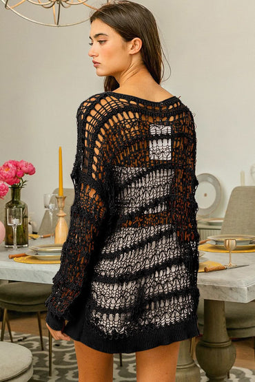 Chic Long Sleeve Knit Layering Cover-Up