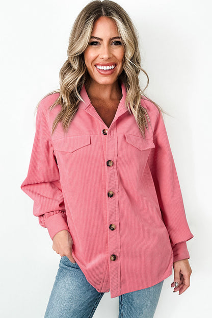 Bonbon corduroy button-up shacket