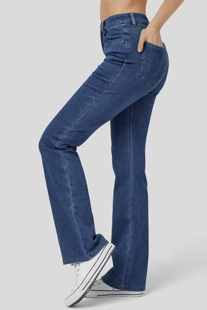 Ashleigh blue mid-rise stretchy bootcut jeans for everyday wear