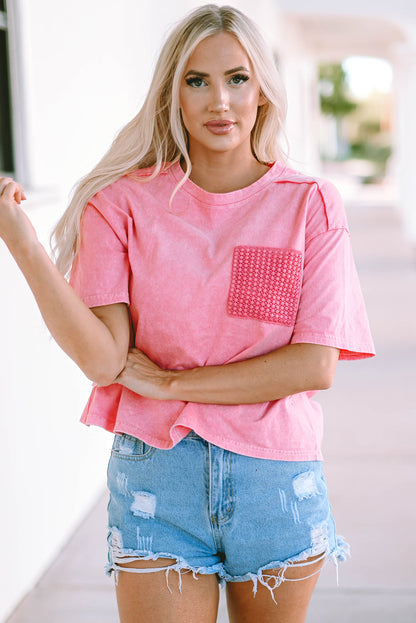 Jolene Lace Patch Pocket Short Sleeve T-Shirt - Love Salve 