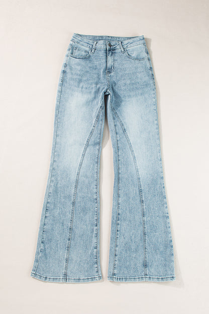 Dusk blue acid wash wide-leg high-rise jeans for a chic look