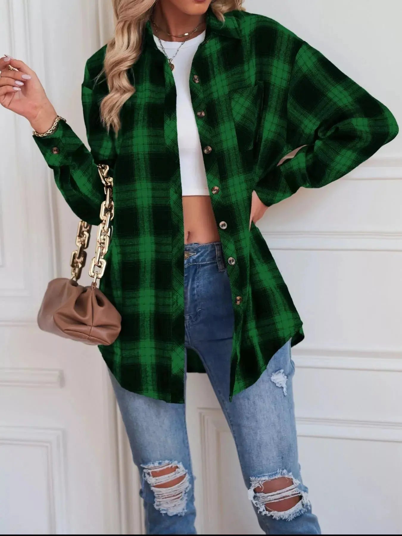 Casual Plaid Button Up Shirt Simply Love