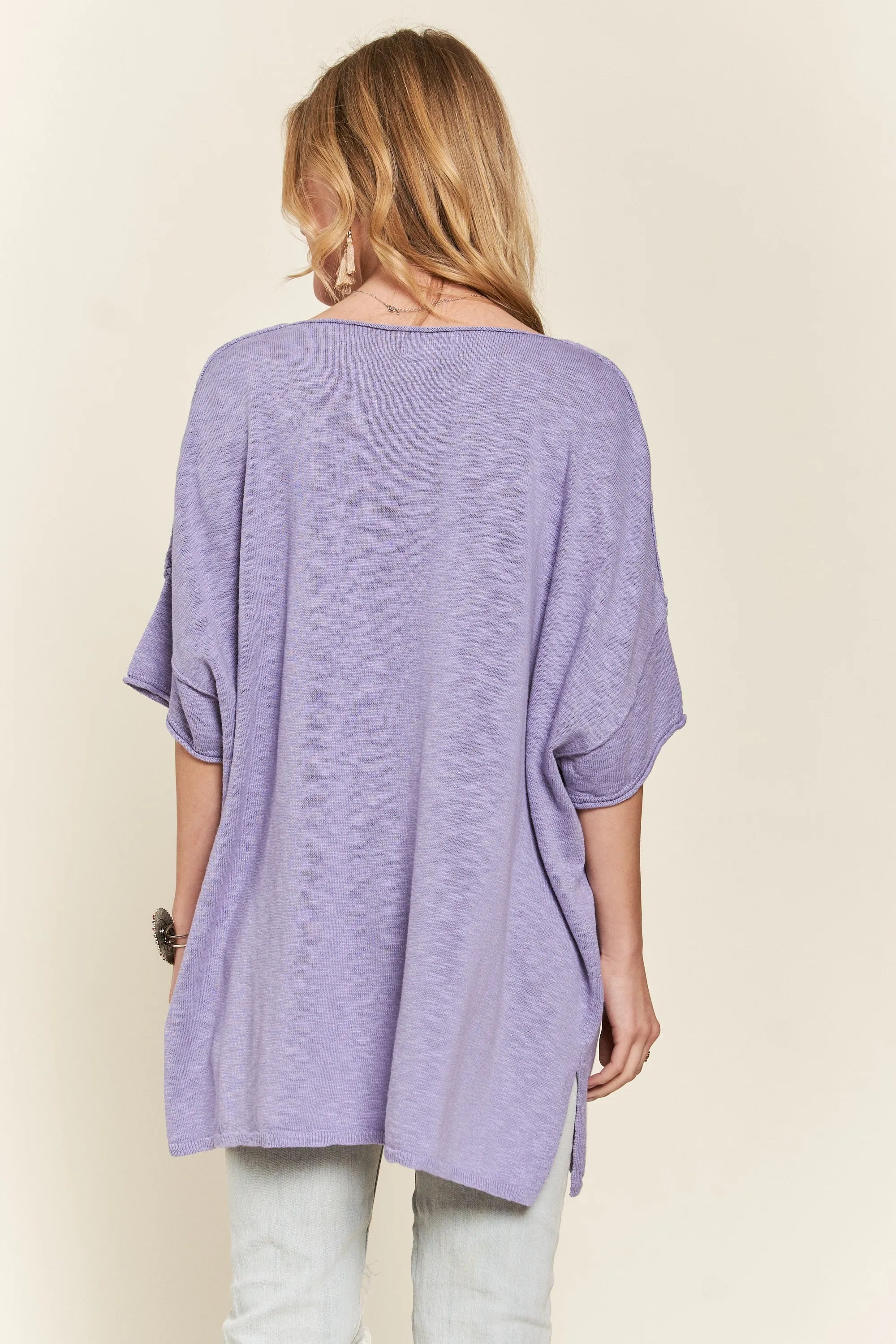 ADORA Drop Shoulder Loose Fit Knit Tunic Top - Love Salve 