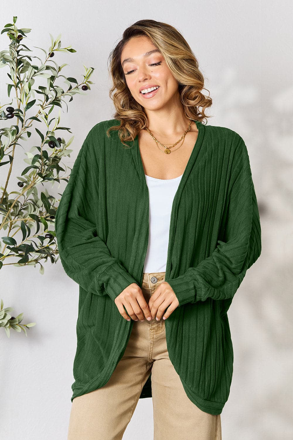 Basic Bae Full Size Ribbed Cocoon Cardigan.