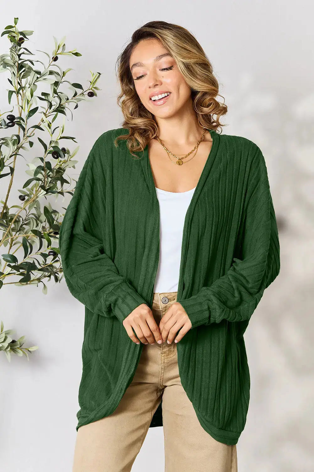 Basic Bae Full Size Ribbed Cocoon Cardigan - Love Salve
