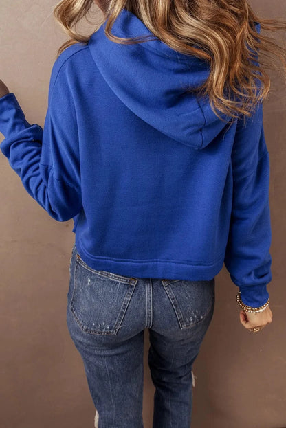 Cozy drawstring hoodie with sheer sleeves