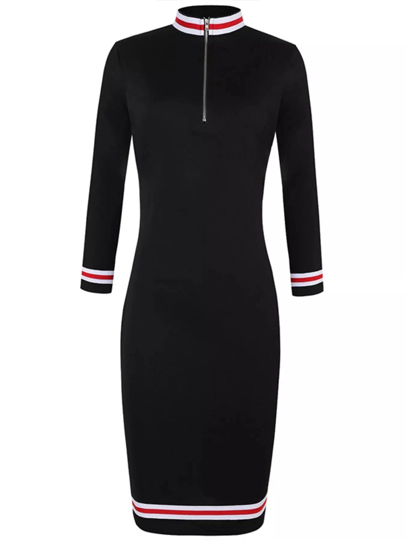 Striped Long Sleeve Bodycon Midi Dress Simply Love