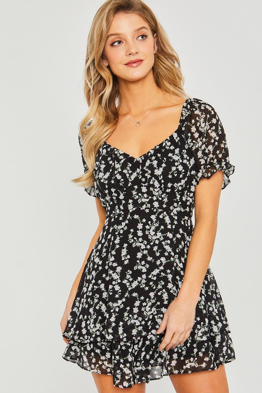 Love Tree Ditsy Floral Short Sleeve Romper.