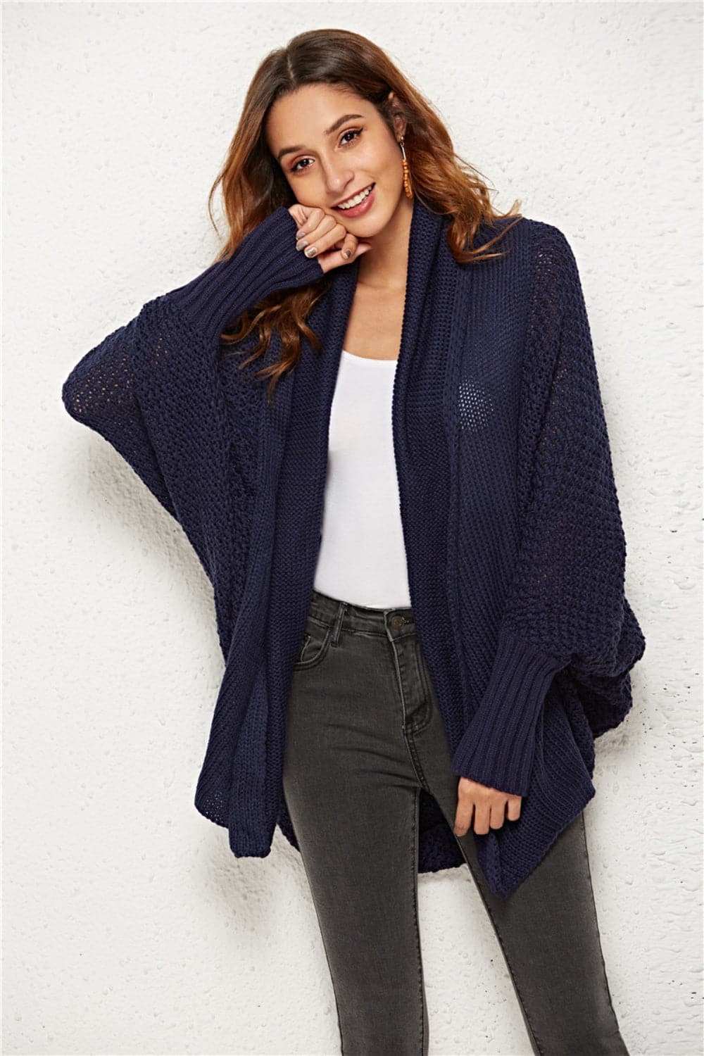 Open Front Batwing Sleeve Cardigan.