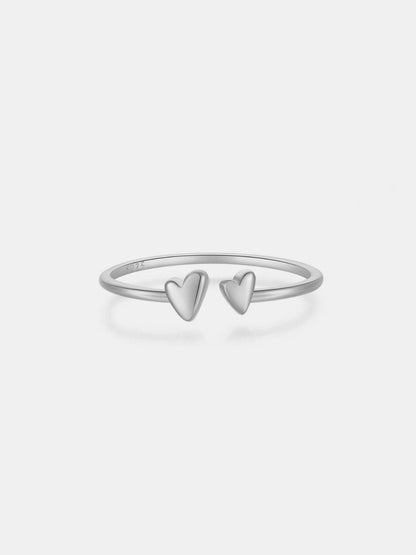 925 Sterling Silver Heart Open Ring.