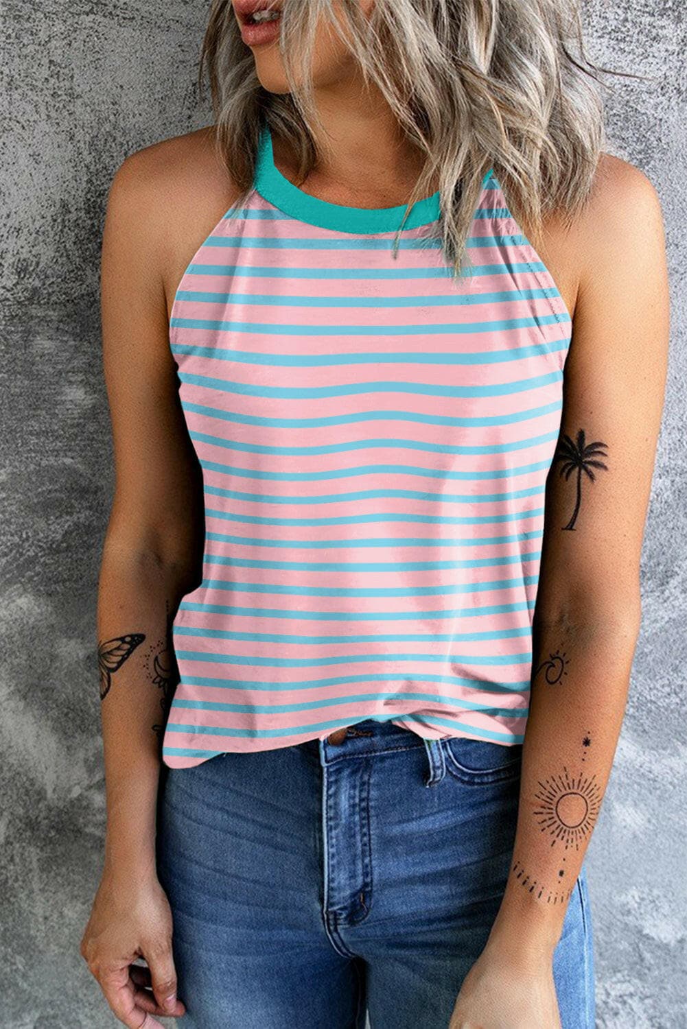 Striped Round Neck Tank.