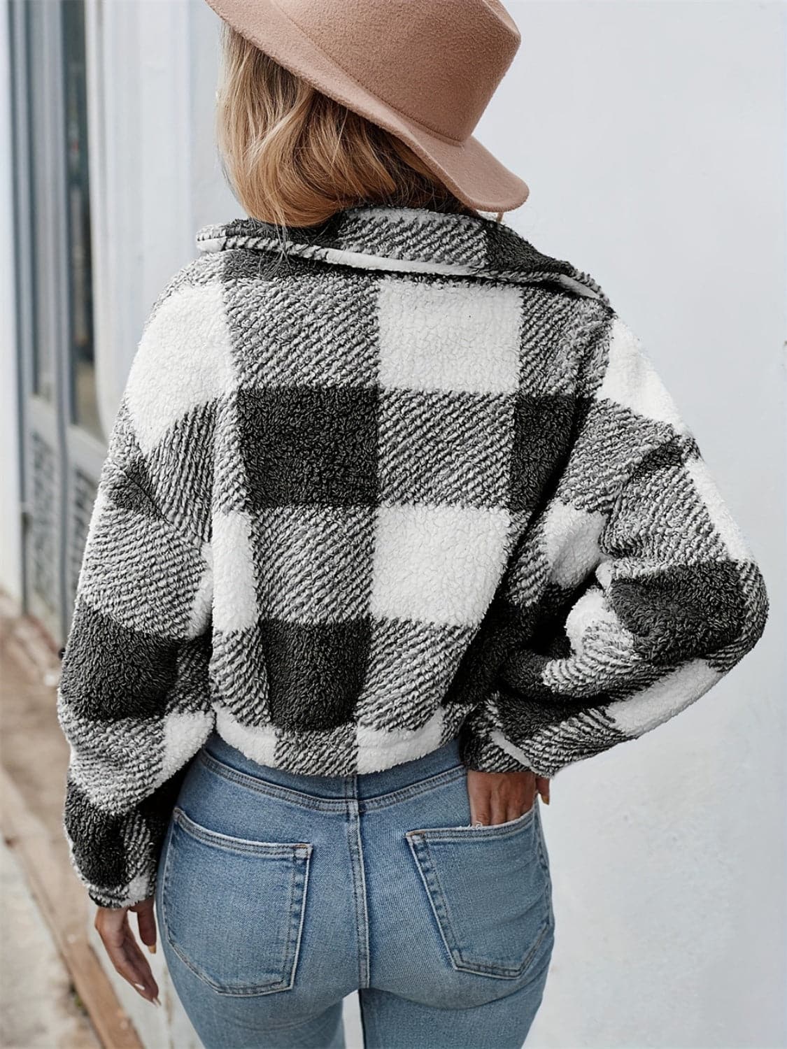 Plaid Zip Up Long Sleeve Outerwear.