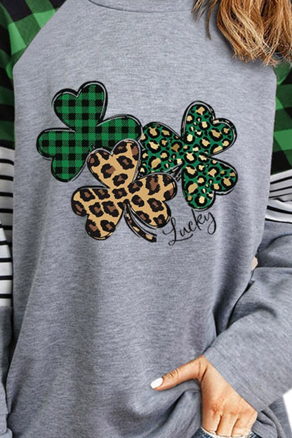 Lucky Clover Raglan Sleeve Sweatshirt.