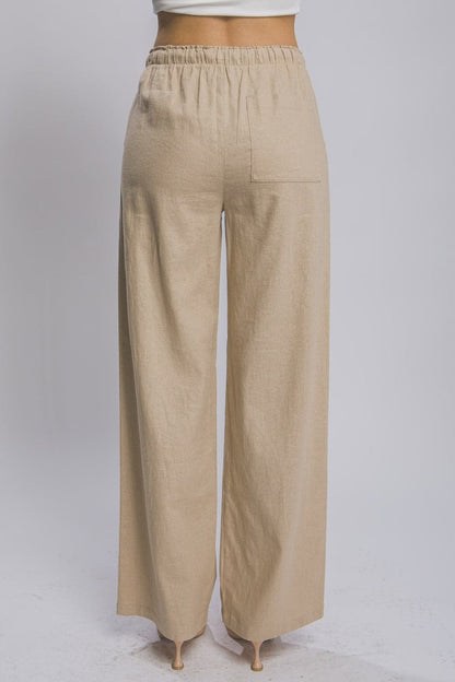 Love Tree Drawstring Wide Leg Pants with Pockets.