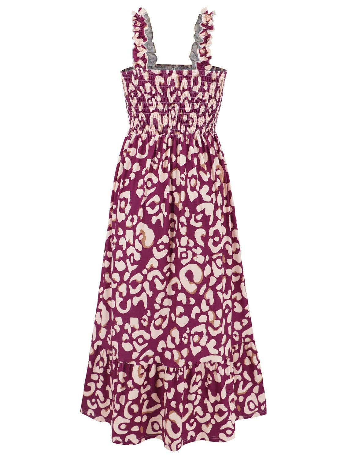 Smocked Printed Square Neck Sleeveless Dress.