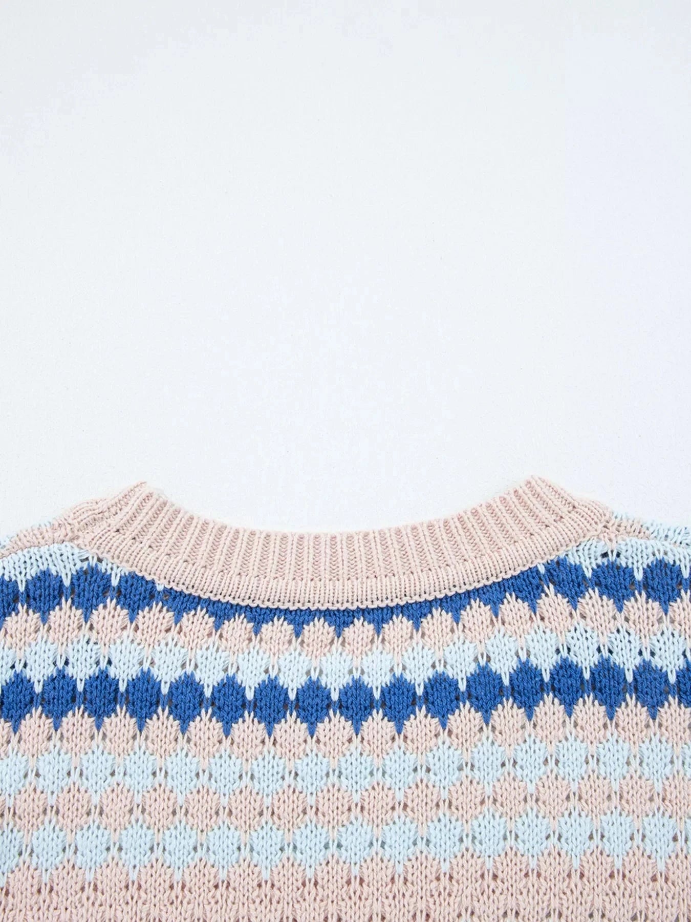 Stripe Eyelet Patterned Drop Shoulder Sweater Coco’s Tee Boutique