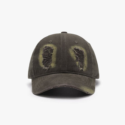 Vintage-inspired distressed cotton baseball cap