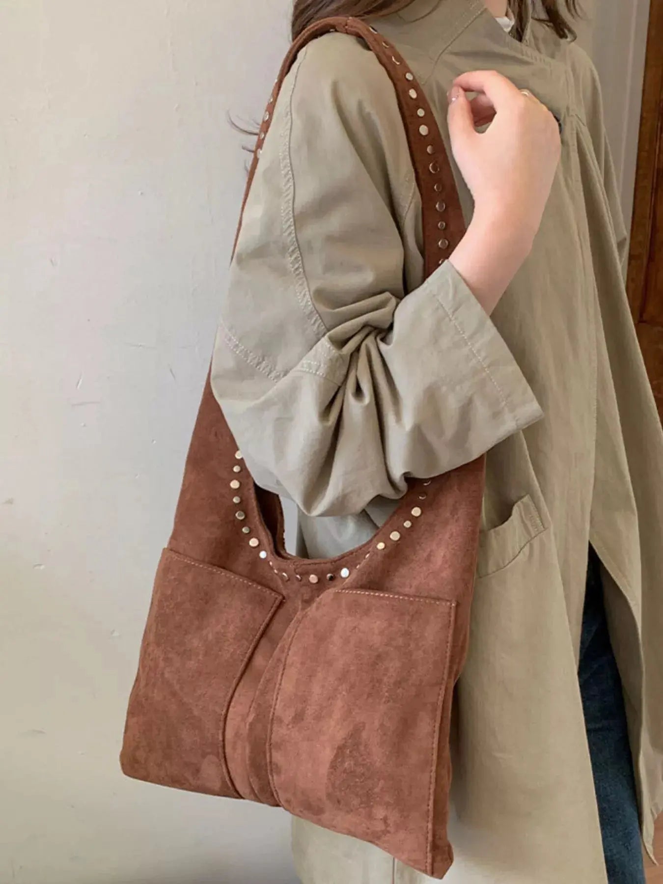 Studded Suede Shoulder Bag Simply Love