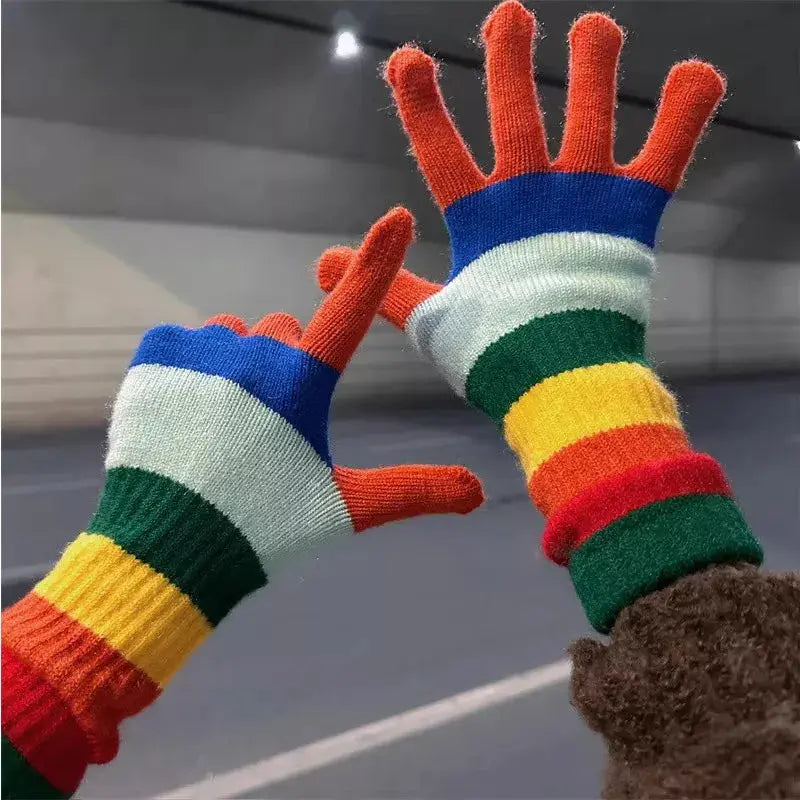 Colorful Striped Knitted Gloves Simply Love