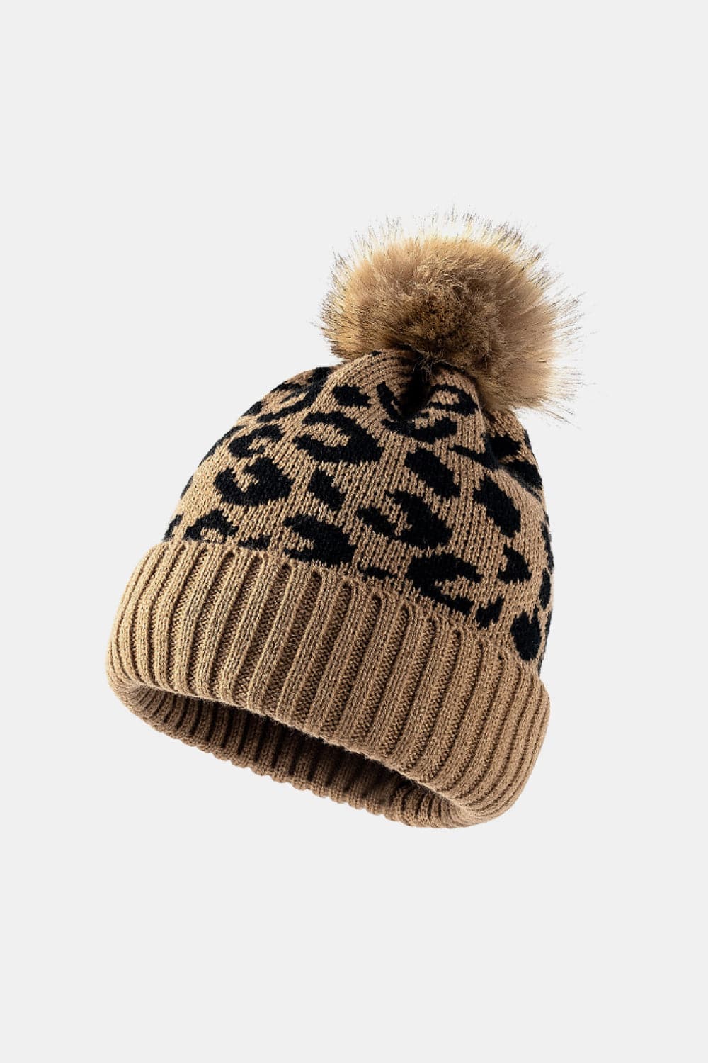 Leopard Pom-Pom Cuffed Beanie.