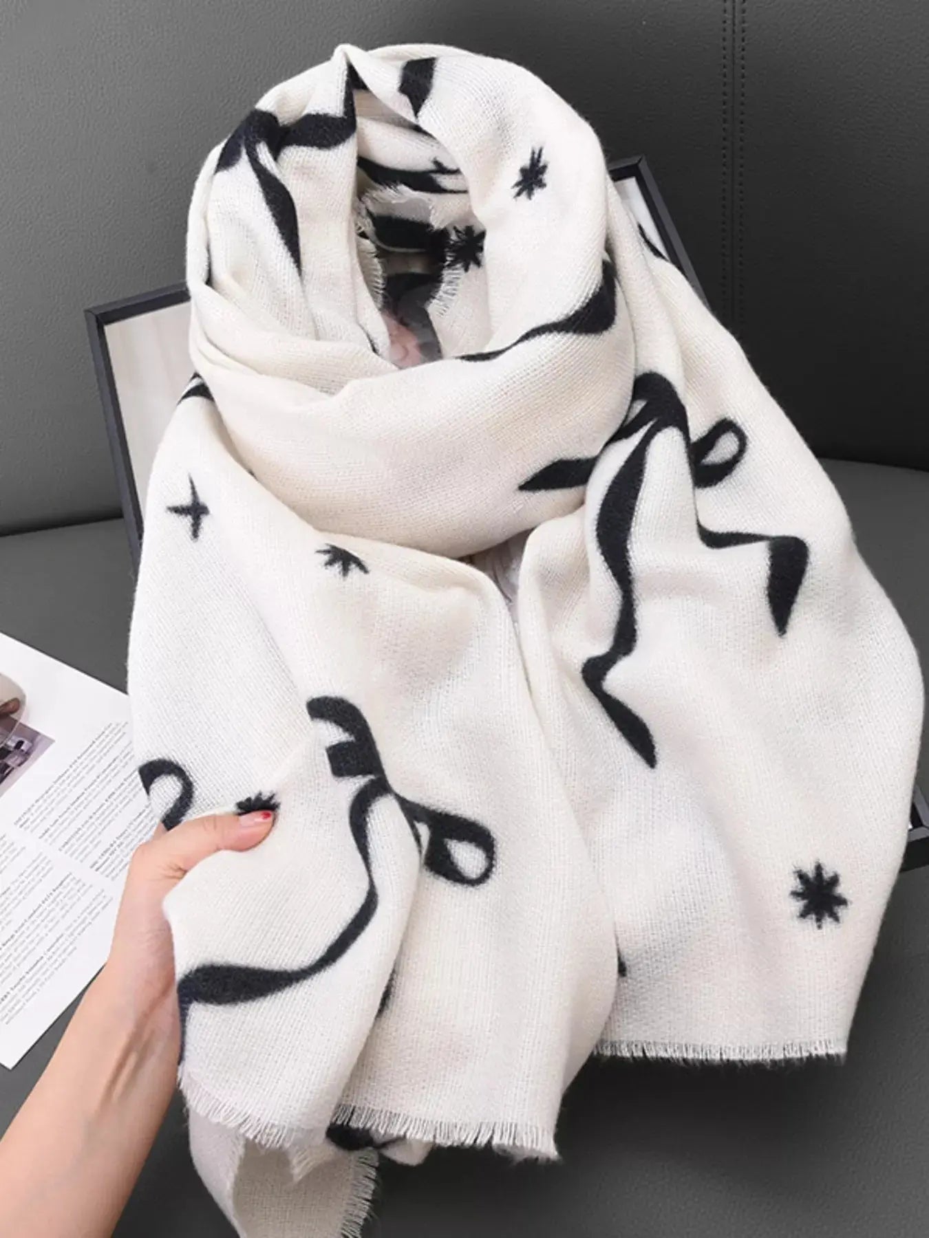 Bow Print Lightweight Scarf Simply Love