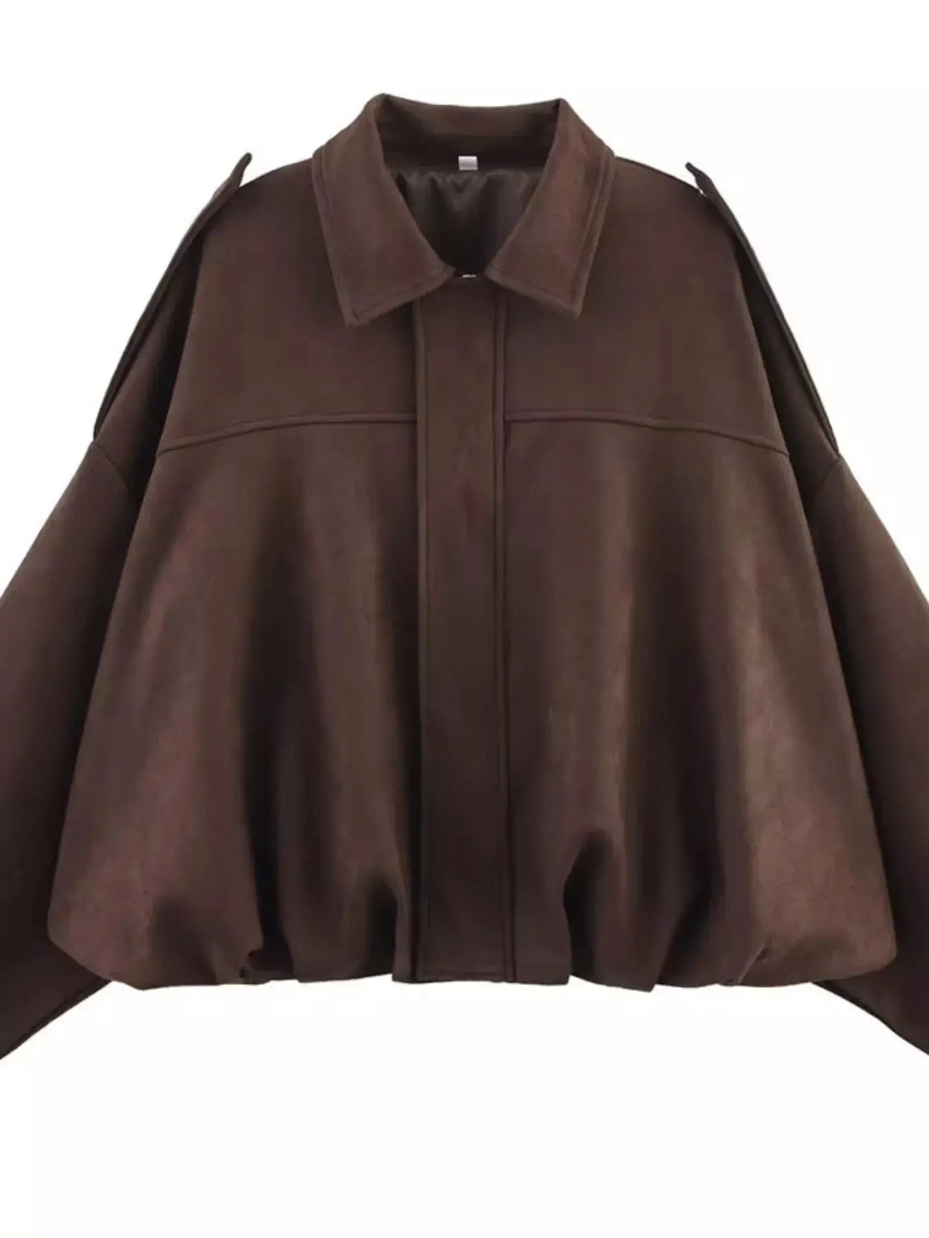 Collared Neck Dropped Shoulder Jacket Simply Love