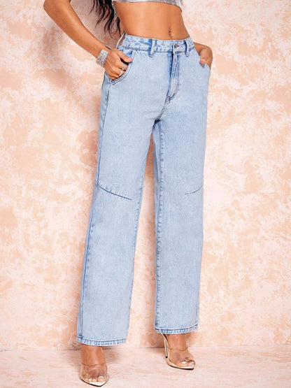 Straight Leg Jeans with Pockets