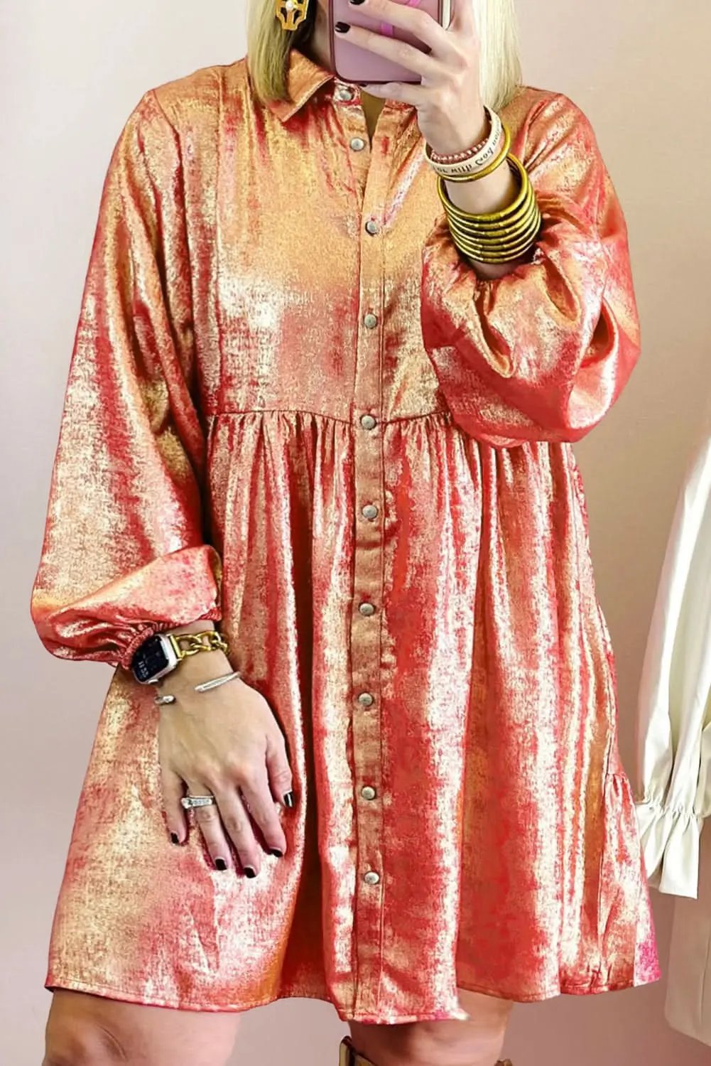 Peach blossom plus size mini dress - Love Salve 