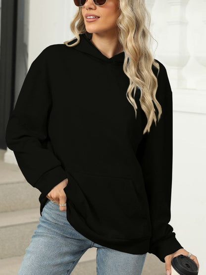 Sheer pocketed long sleeve hoodie with a cozy fit