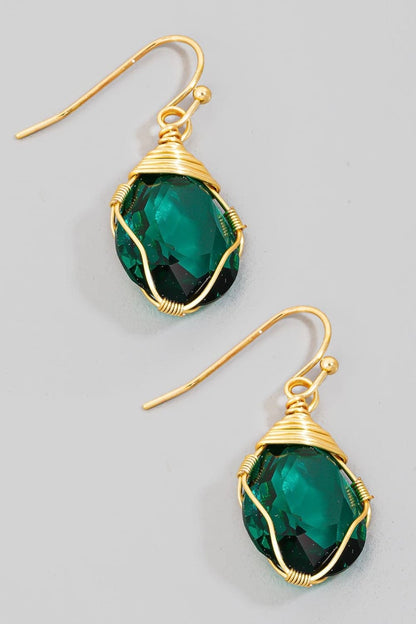 Elegant wire-wrapped glass gem dangles