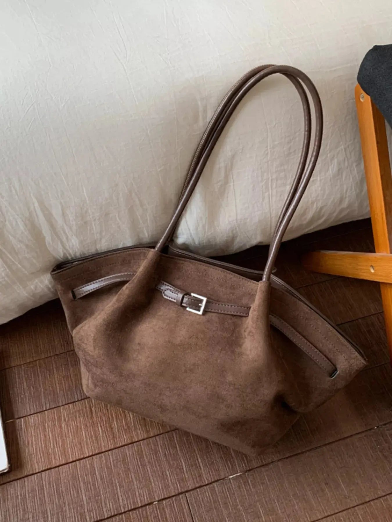 Solid Color Buckle Tote Bag Simply Love
