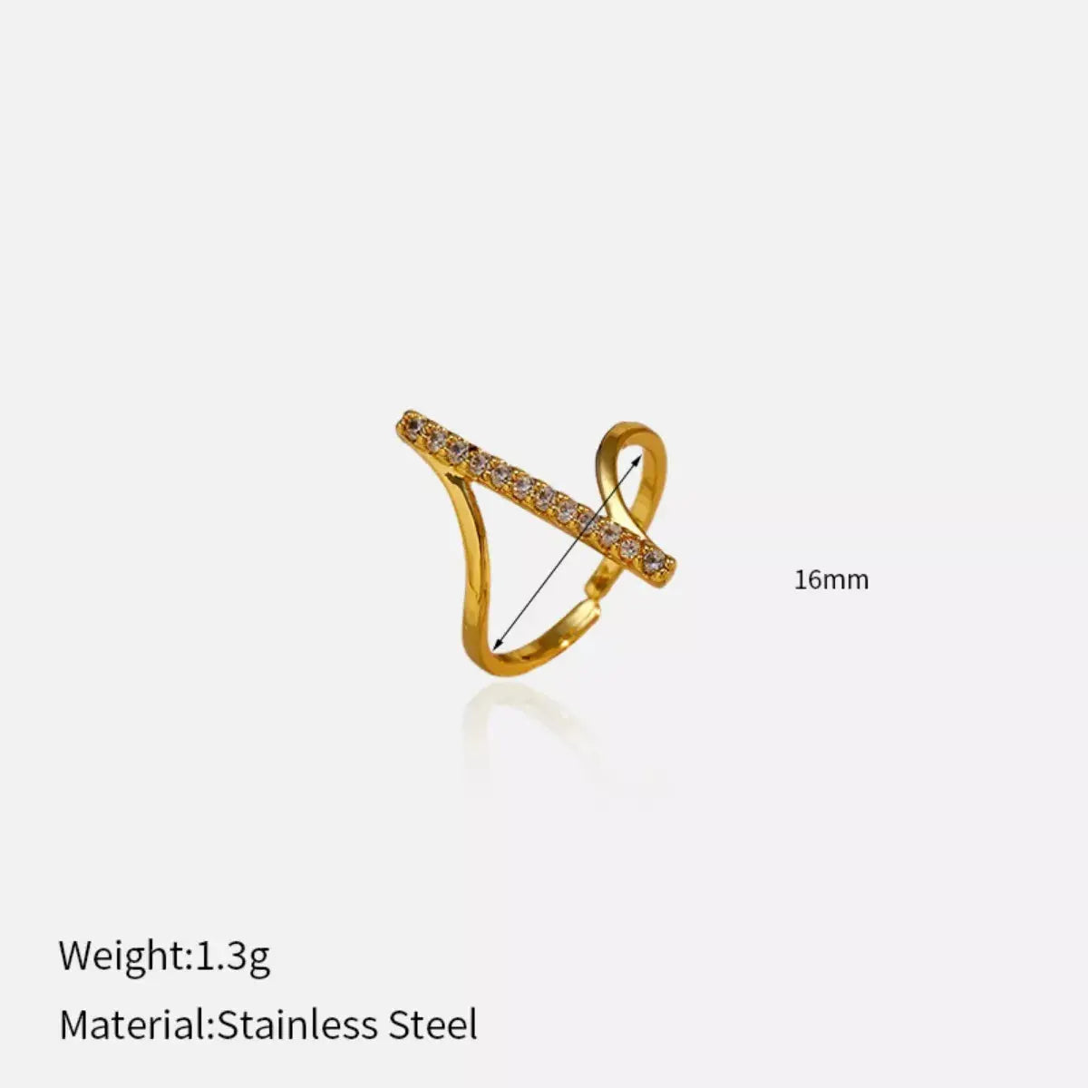 Irregular Rhinestone Ring Gold Plated Stainless Steel Jewelry Simply Love