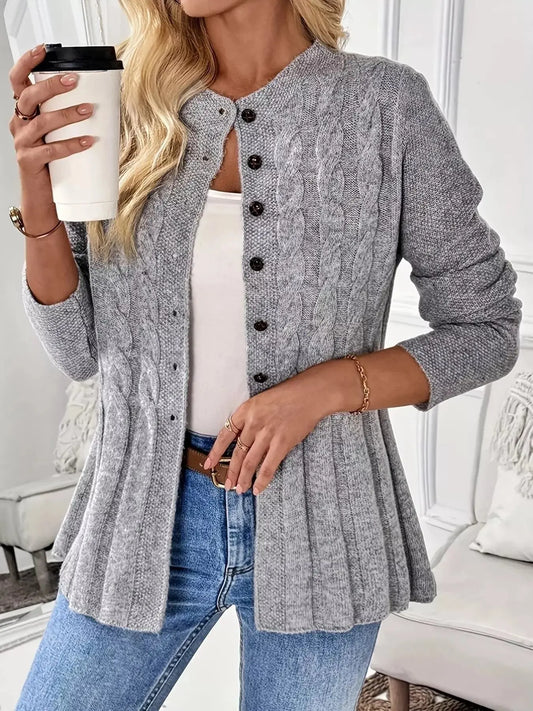 Cable Knit Button Up Cardigan Simply Love